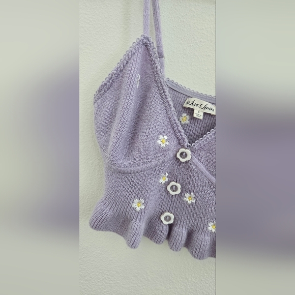 For Love & Lemons embroidered daisy knit crop top Size Small - Picture 9 of 16